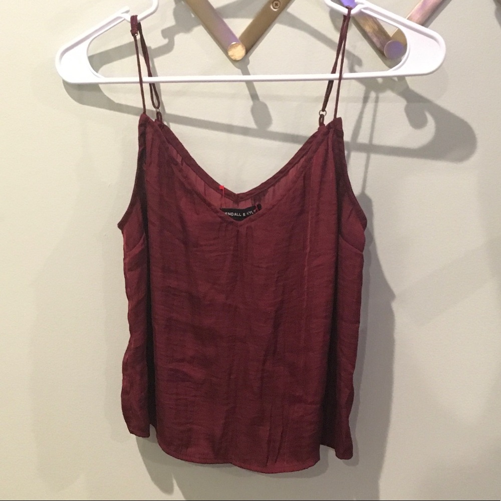 Red silky crop top